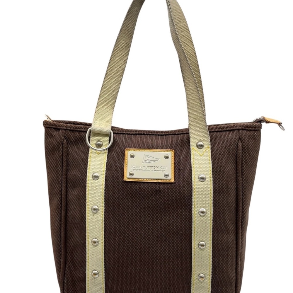 Auth Louis Vuitton Cabas MM Antigua Brown With Ivory trim